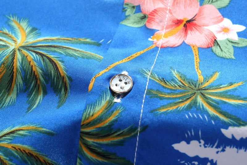 SSLR Mens Hawaiian Shirt Flamingos Casual Short Sleeve Button Down Shirts Aloha Shirt (Large, Sapphire Blue) - Image 5